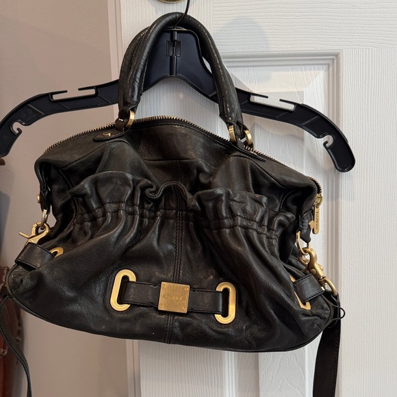 Botkier Handbags - Botkier Black Leather Shoulder Bag with Gold Accents